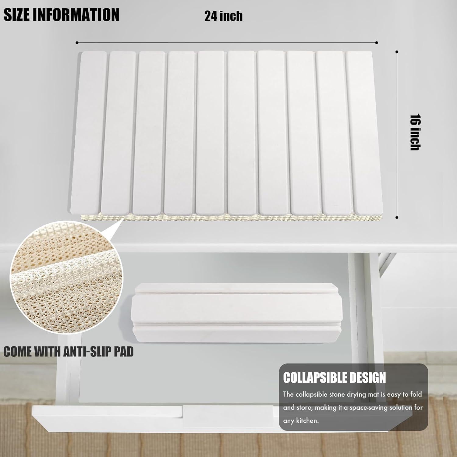 Alfombrilla de Secado de Piedra Diatomácea CERETIA 61x41cm Blanca