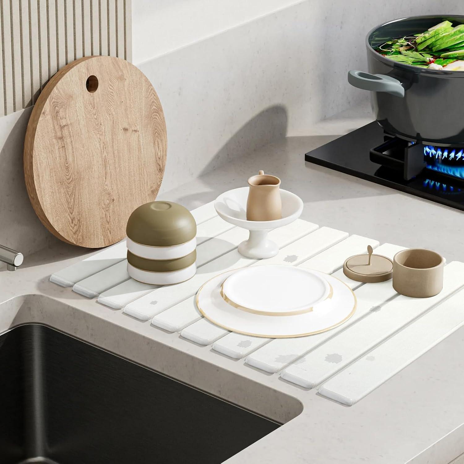 Alfombrilla de Secado de Piedra Diatomácea CERETIA 61x41cm Blanca