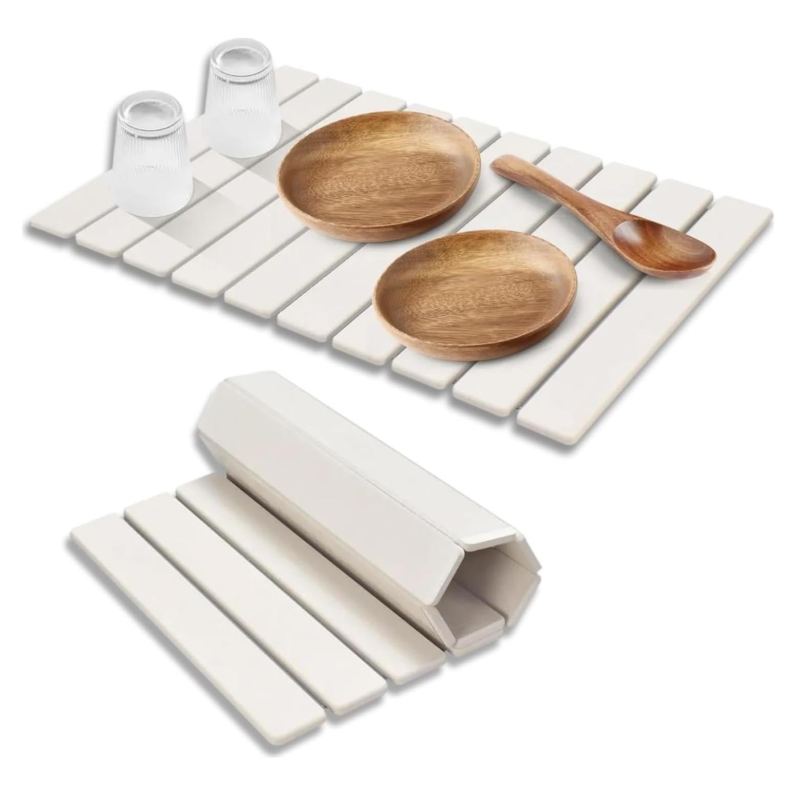 Stone Dish Drying Mat for Kitchen Counter 24"x16" – Natural Diatomaceous Earth Quick Dry Mat – XL Heat Resistant Countertop Protector – Absorbent Kitchen Accessory for Home or Gift Use