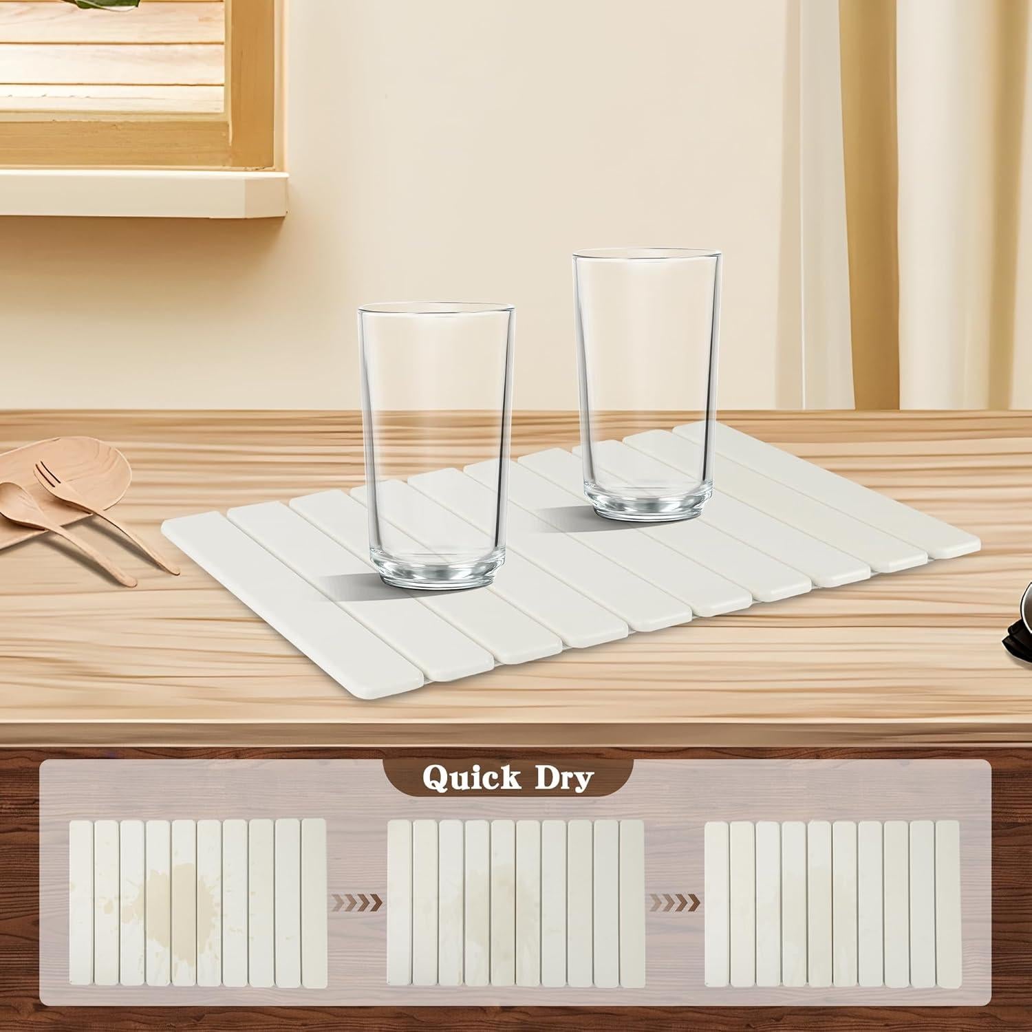 Alfombrilla de Secado de Platos SUDEKII 61x41 cm Plegable