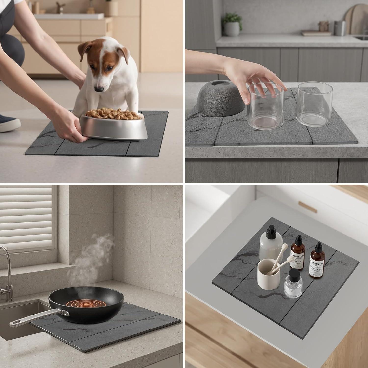 Alfombrilla de Secado de Piedra SolaVelle 50x40 cm Antideslizante