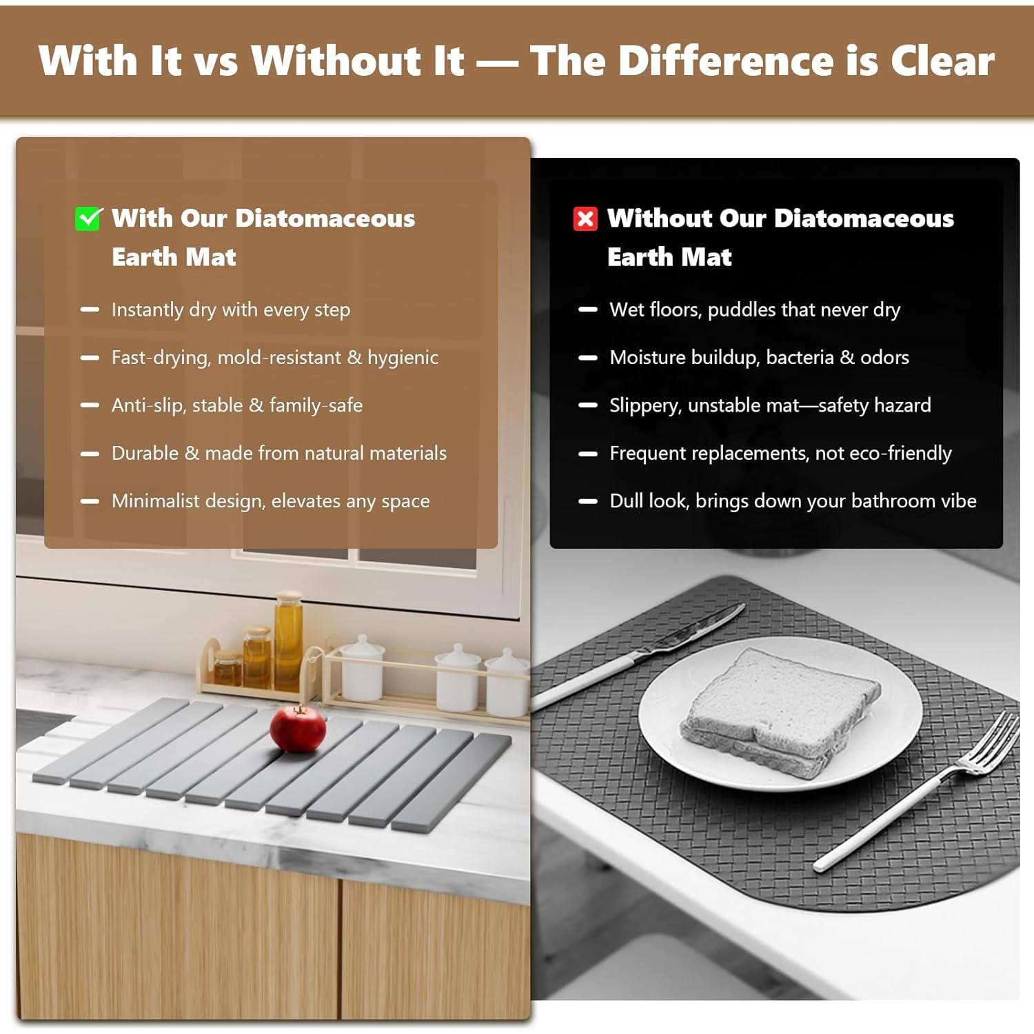 Alfombrilla de Secado Grande CGNiONE 60x39 cm Tierra Diatomácea