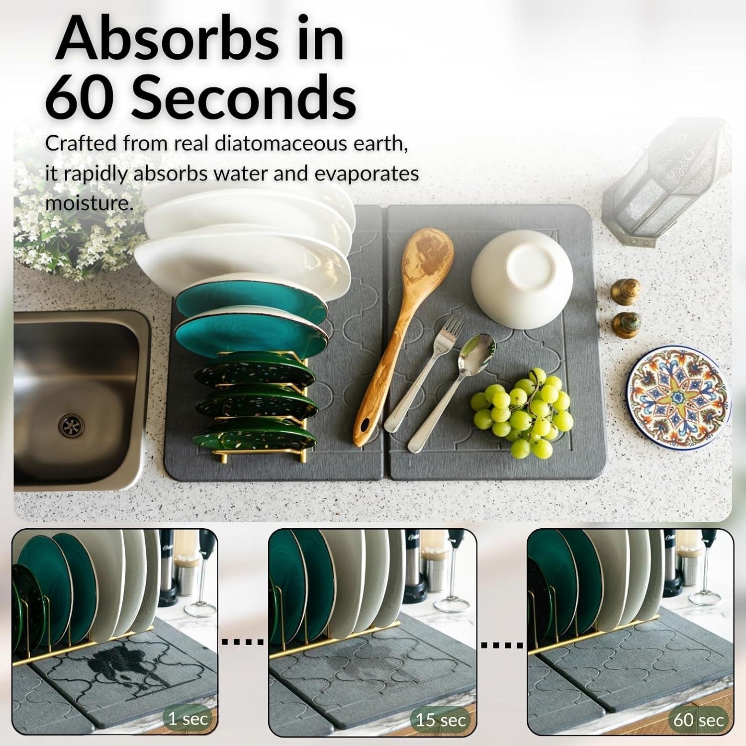 Alfombrilla de Secado de Piedra BARTEQ 60x39 cm Antideslizante