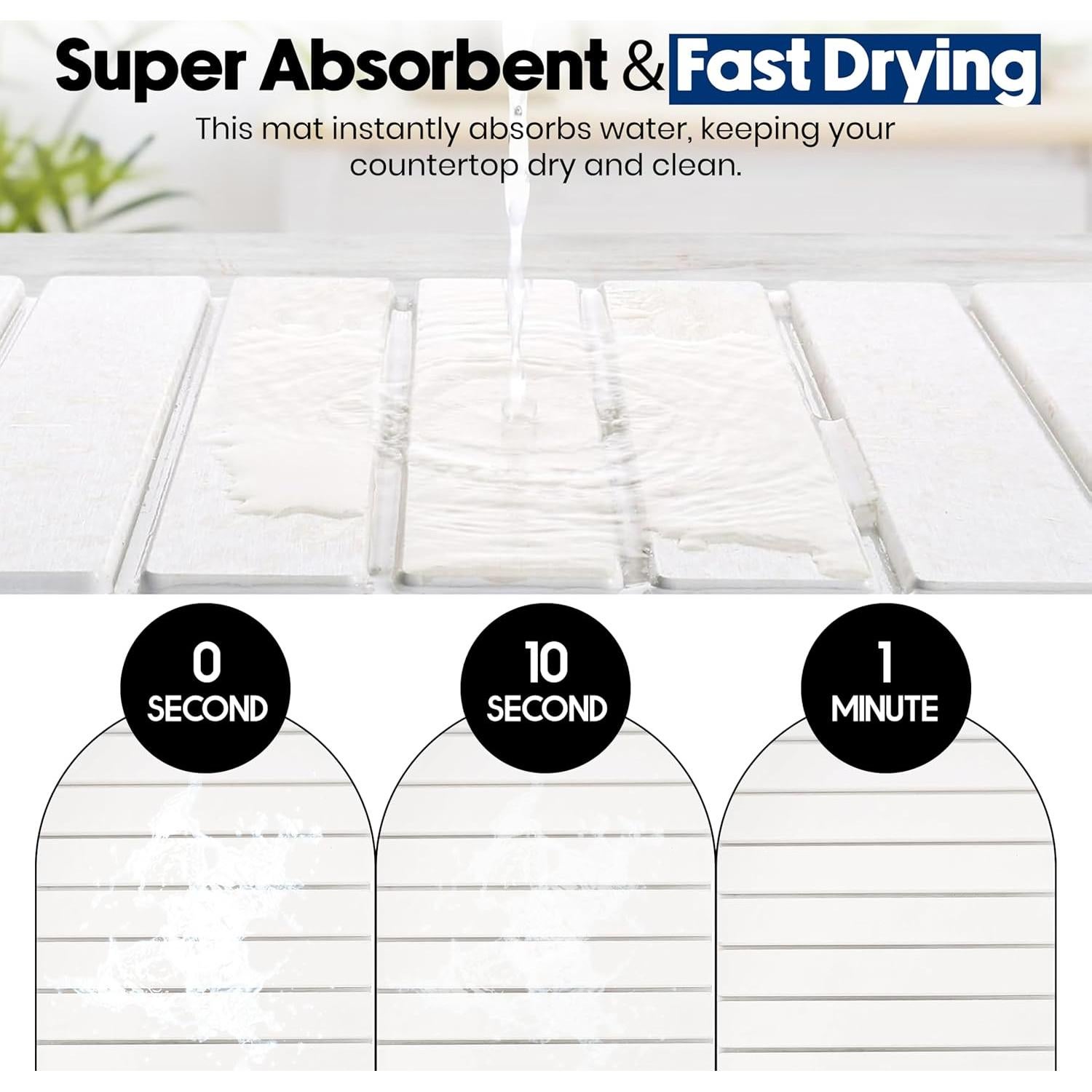 Alfombrilla de Secado de Platos de Piedra Diatomácea 60x40cm