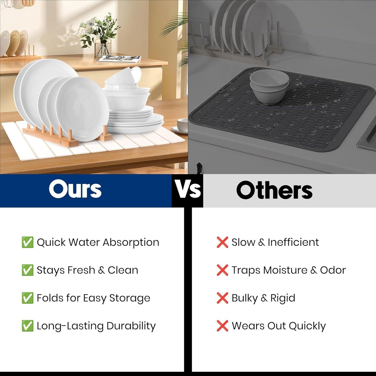 Alfombrilla de Secado de Platos de Piedra Diatomácea 60x40cm