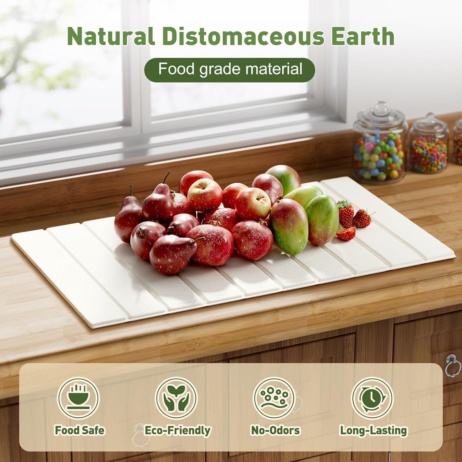 Stone Drying Mat for Kitchen Counter, Stone Dish Drying Mat Foldable, Large Water Absorbent Bath Mat Quick Dry for Kitchen Dishes Cups Bottles Bathroom Countertop - White