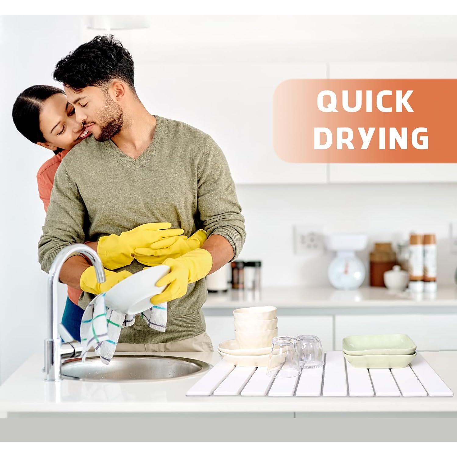 Alfombrilla de Secado de Platos Eirunyx 61x41 cm Absorbente