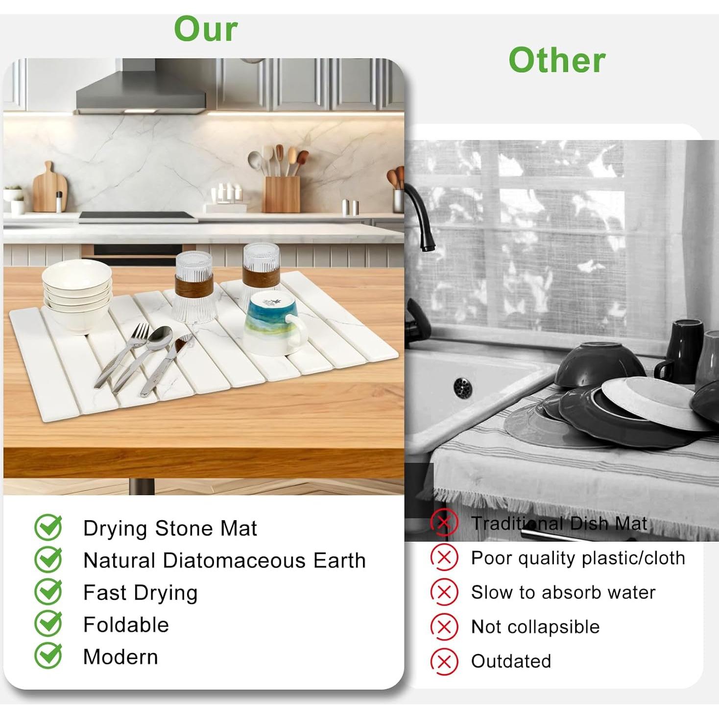 Alfombrilla de Secado de Piedra Diatomácea EKRHORBY 61x41cm