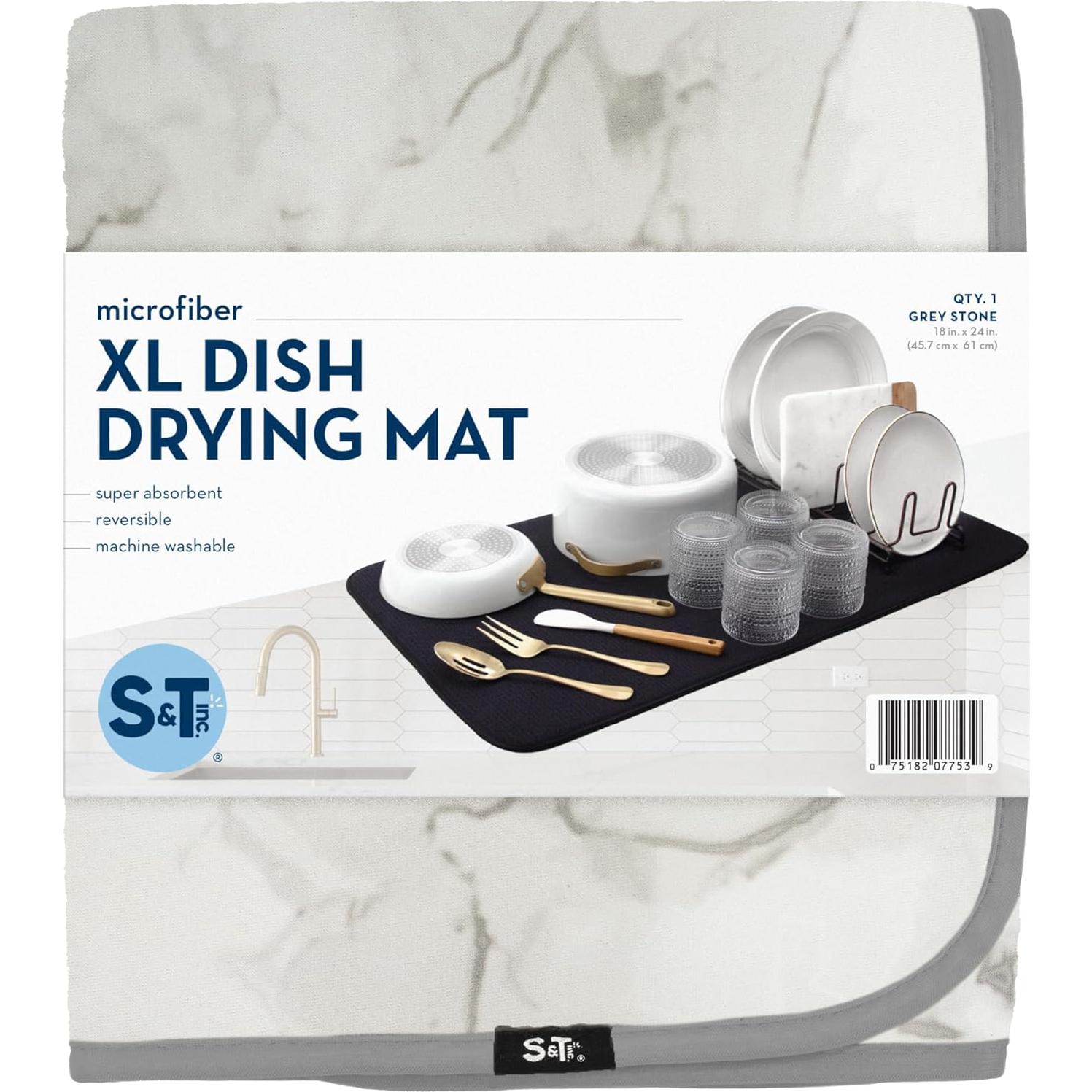 Alfombrilla para Secar Platos XL S&T INC. Microfibra 45.7x61cm