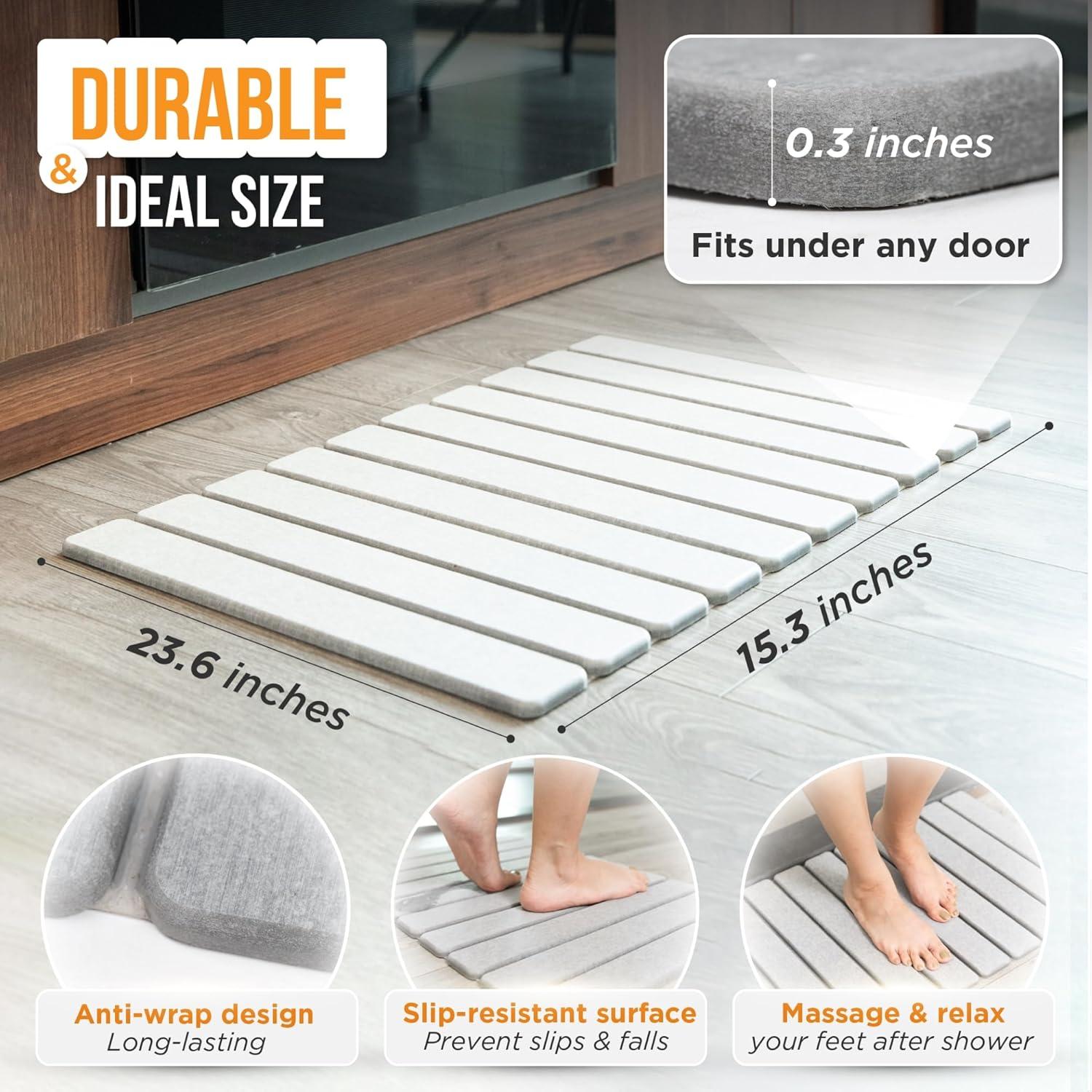 Alfombra de Baño Plegable MophonicHome 60x38 cm Gris Claro