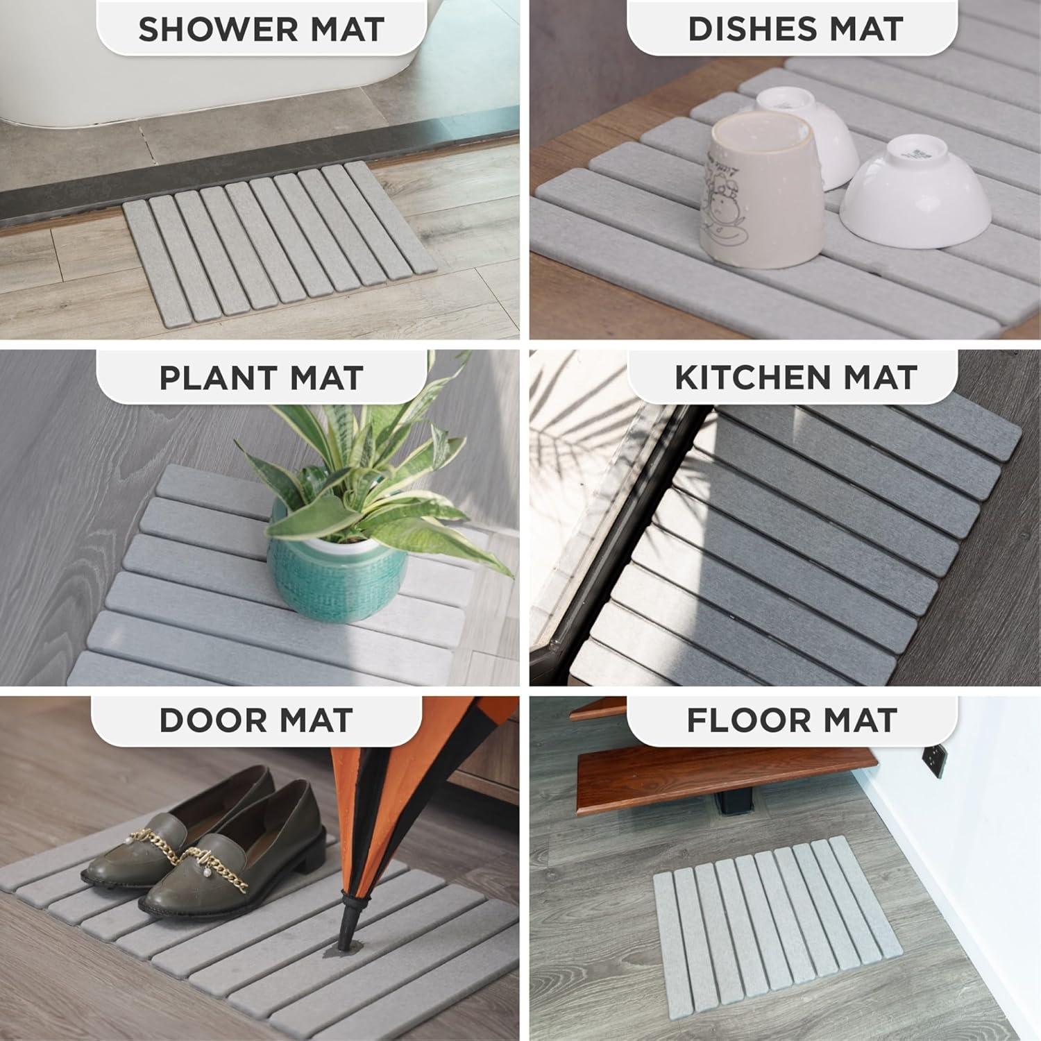 Alfombra de Baño Plegable MophonicHome 60x38 cm Gris Claro