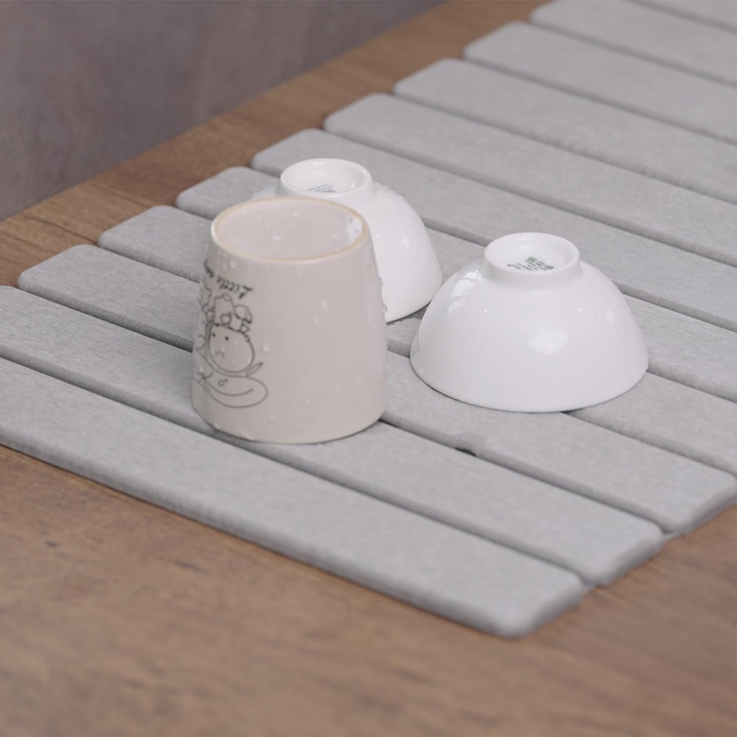 Alfombra de Baño Plegable MophonicHome 60x38 cm Gris Claro