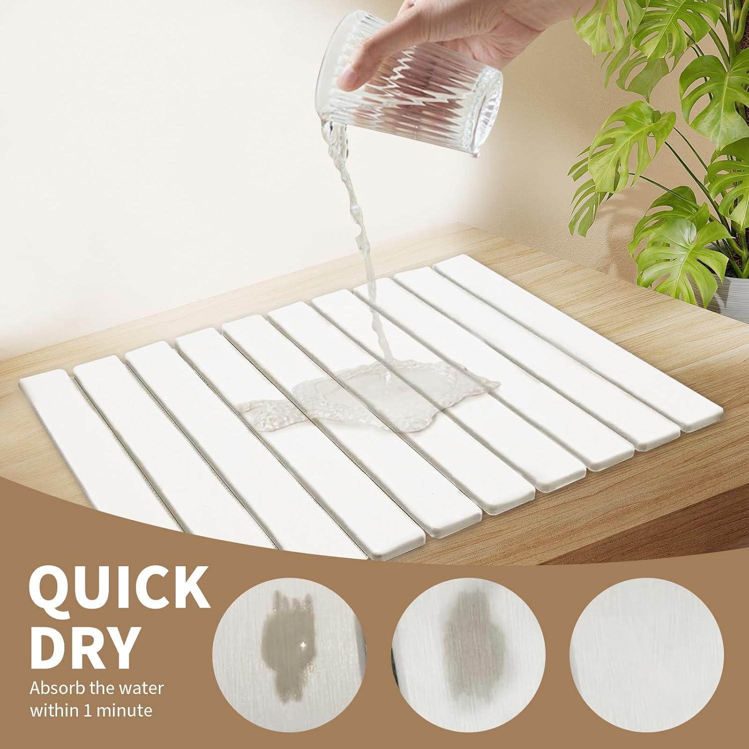 Alfombrilla de Secado de Piedra Diatomácea 61x41 cm Blanca