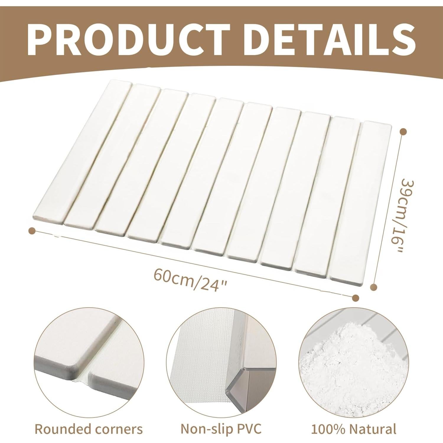 Alfombrilla de Secado de Piedra Diatomácea 61x41 cm Blanca