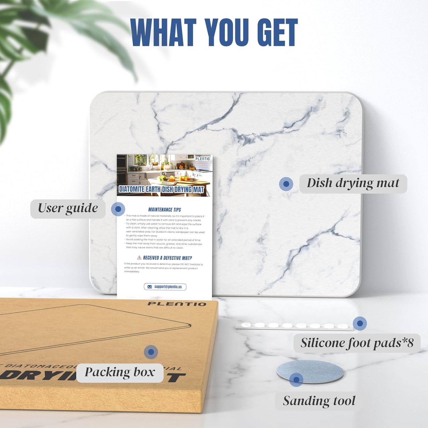 Alfombrilla de Secado Rápido Plentio 40x30 cm Diatomita