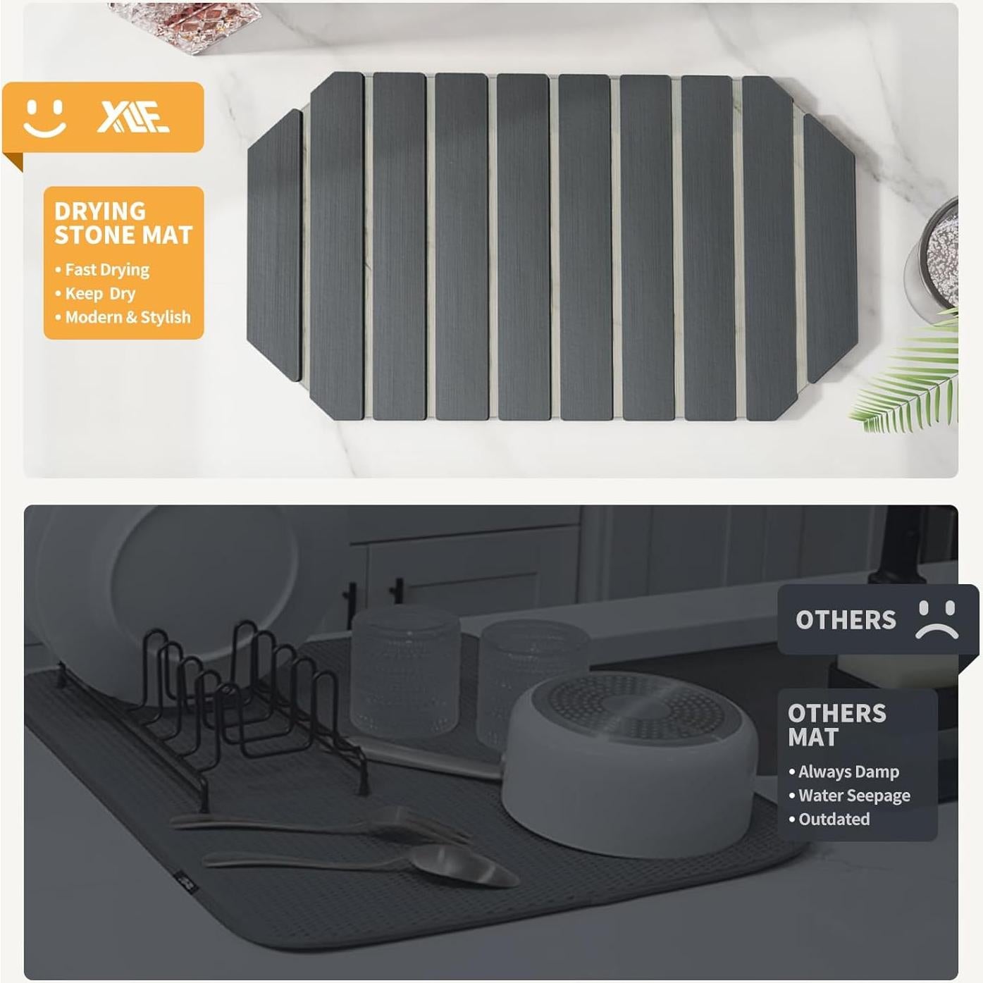 Alfombrilla de Secado de Piedra Diatomácea XI LIFE 60x40 cm Gris