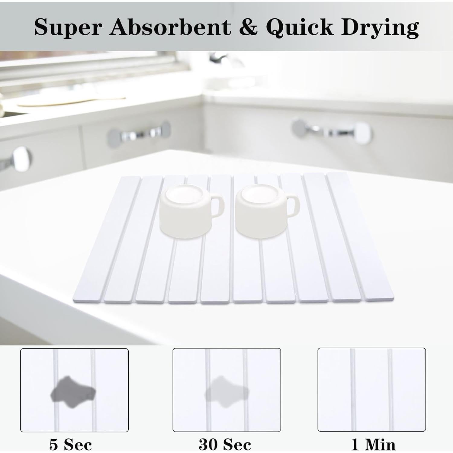 Alfombrilla de Secado de Platos DOUBFIVSY 61x41cm Diatomácea