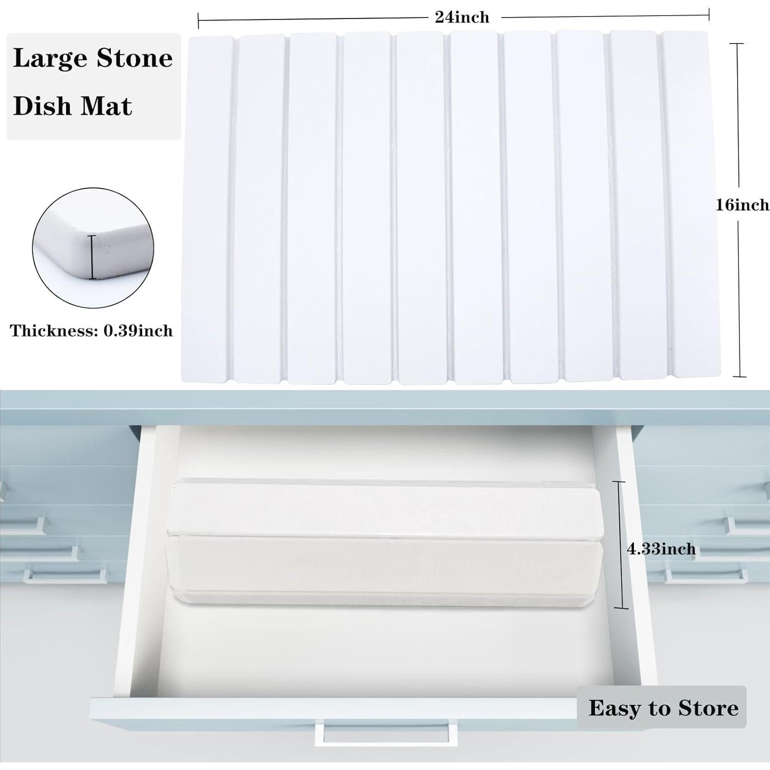Alfombrilla de Secado de Platos DOUBFIVSY 61x41cm Diatomácea