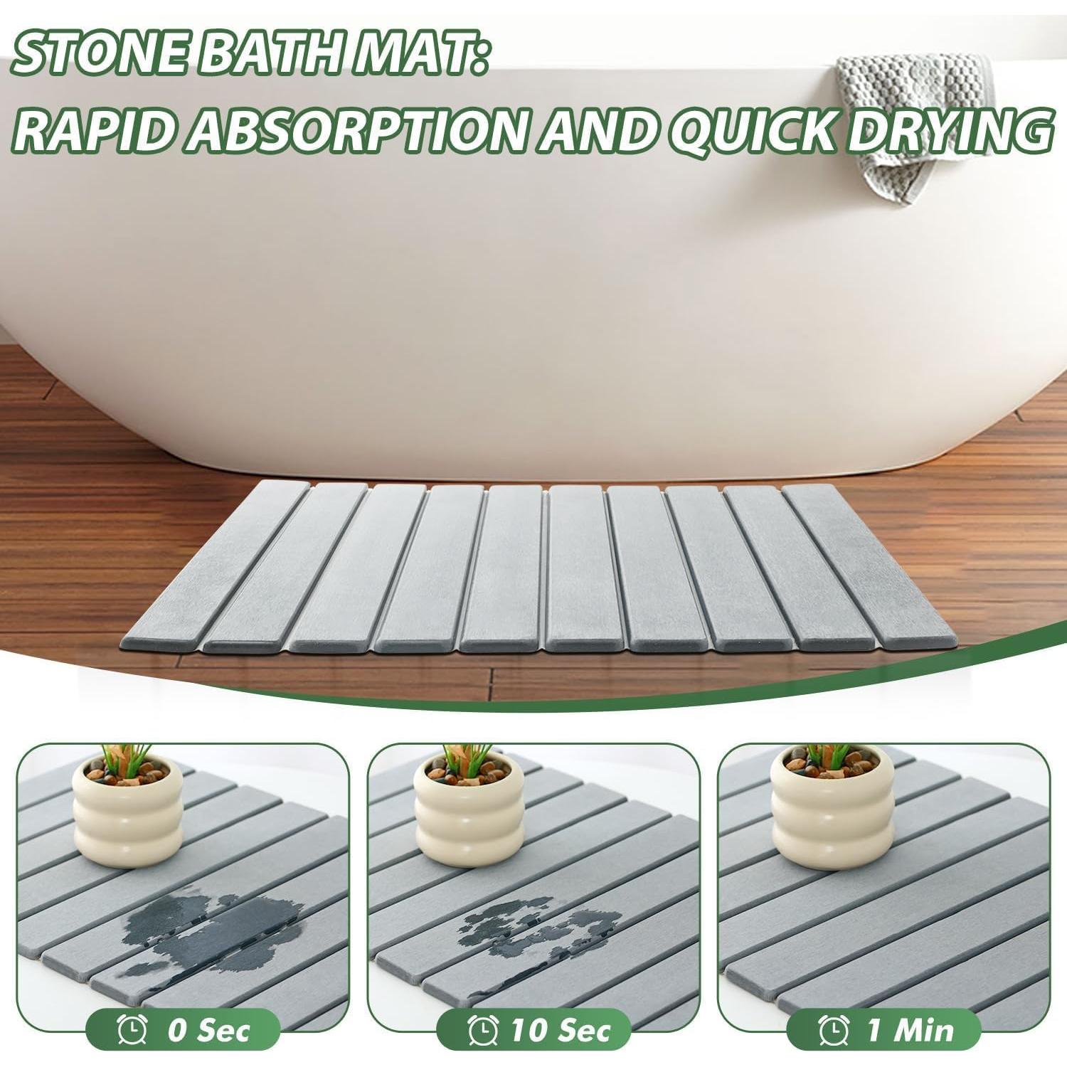 Alfombra de Baño de Piedra KvyusFlourish 38x15 cm Gris Absorbente