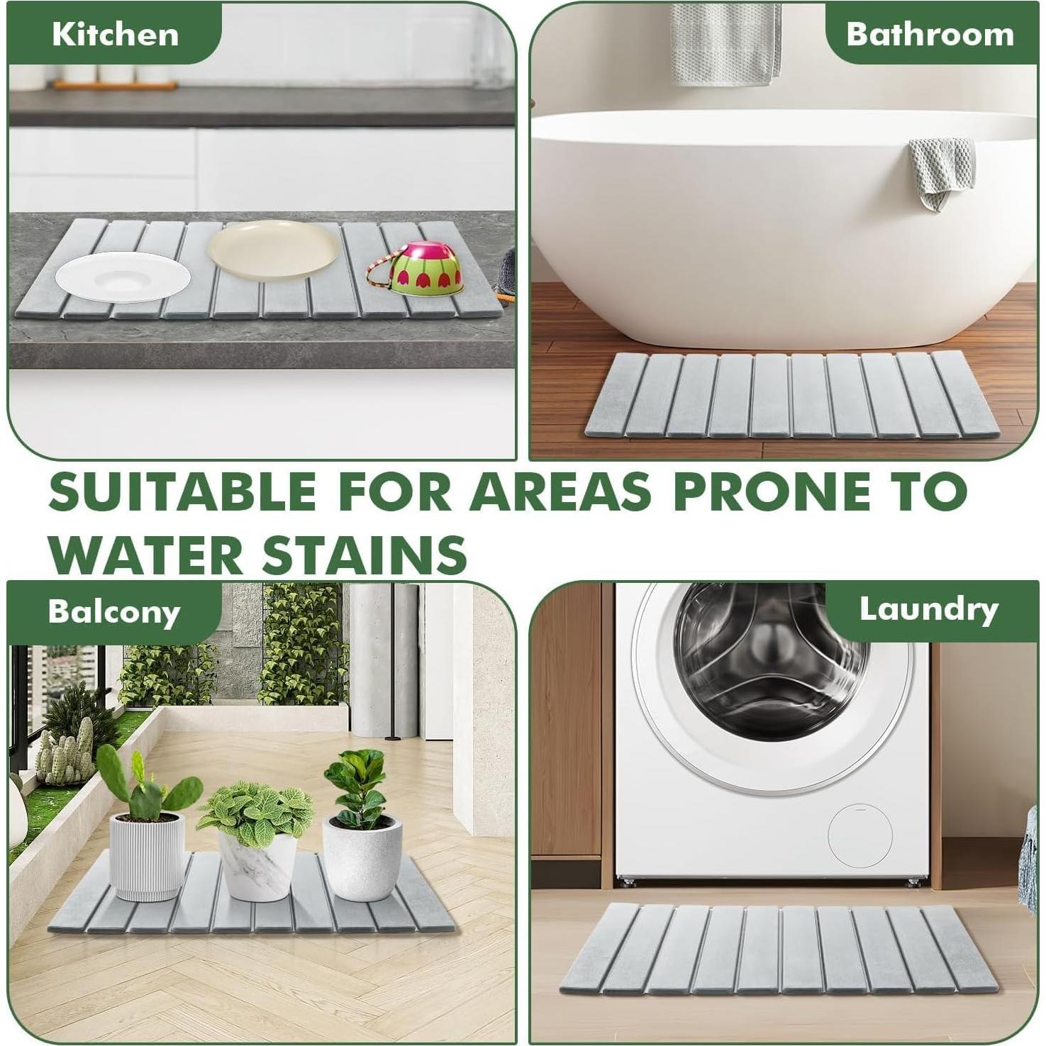 Alfombra de Baño de Piedra KvyusFlourish 38x15 cm Gris Absorbente