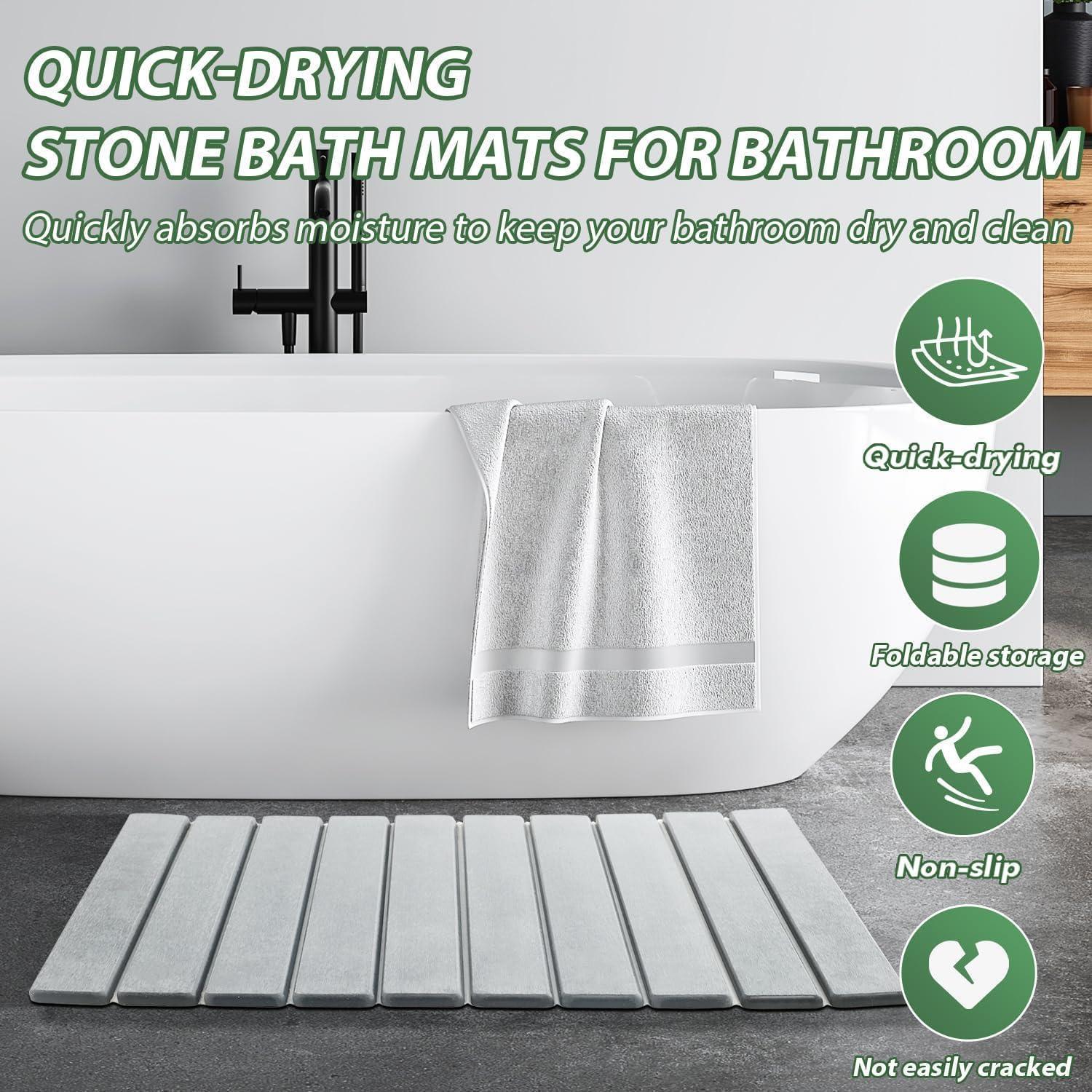 Alfombra de Baño de Piedra KvyusFlourish 38x15 cm Gris Absorbente