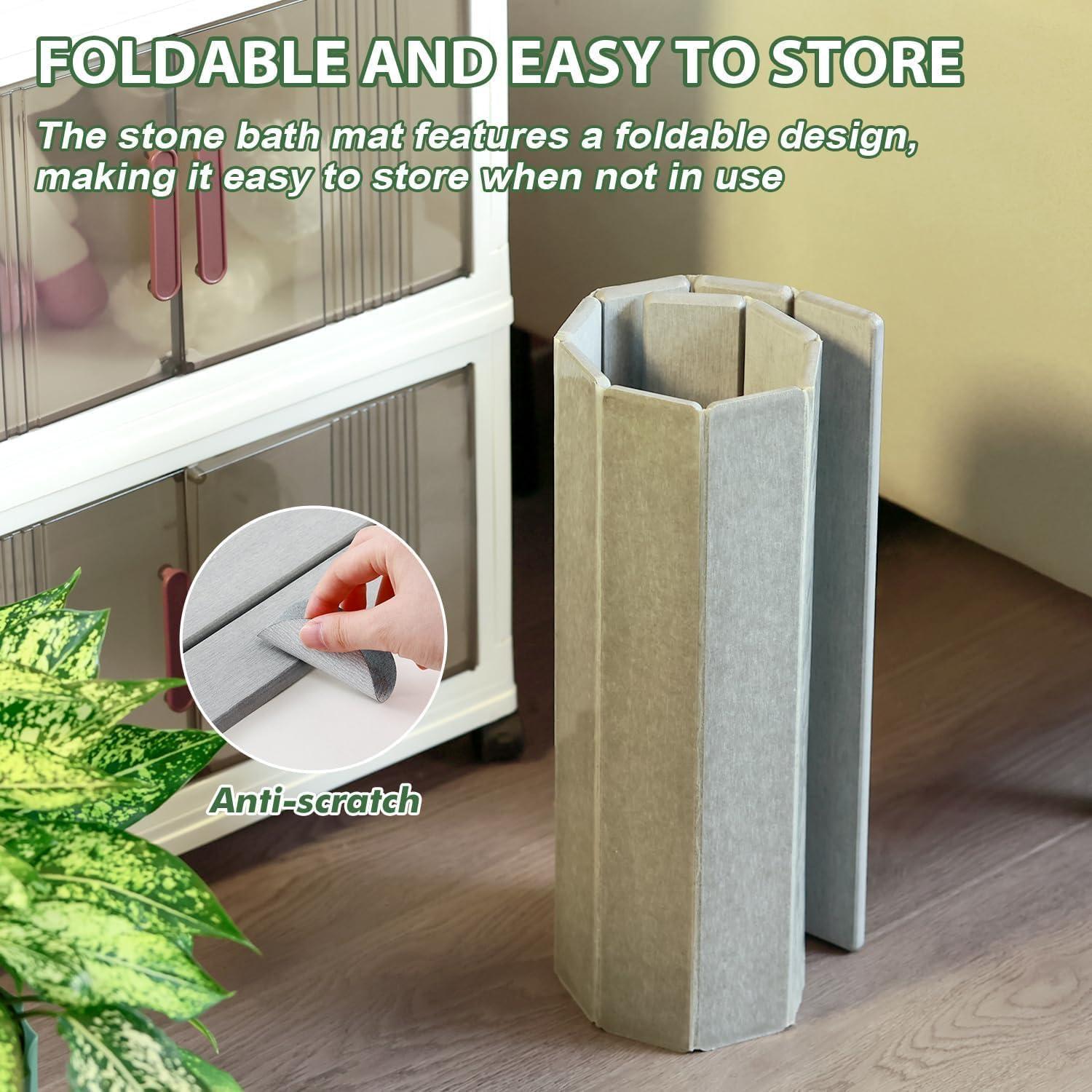 Alfombra de Baño de Piedra KvyusFlourish 38x15 cm Gris Absorbente