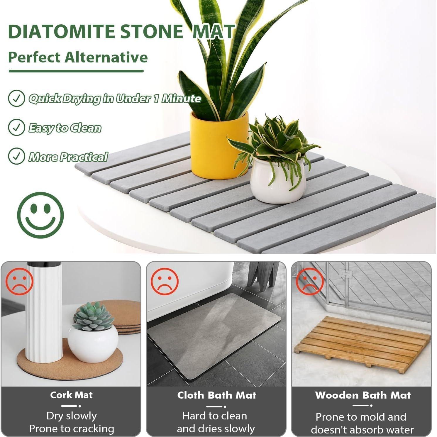 Alfombra de Baño de Piedra KvyusFlourish 38x15 cm Gris Absorbente