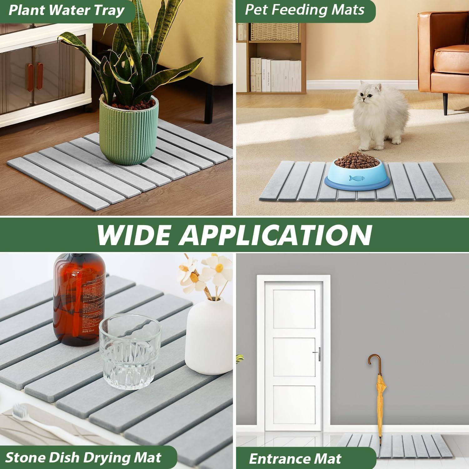 Alfombra de Baño de Piedra KvyusFlourish 38x15 cm Gris Absorbente