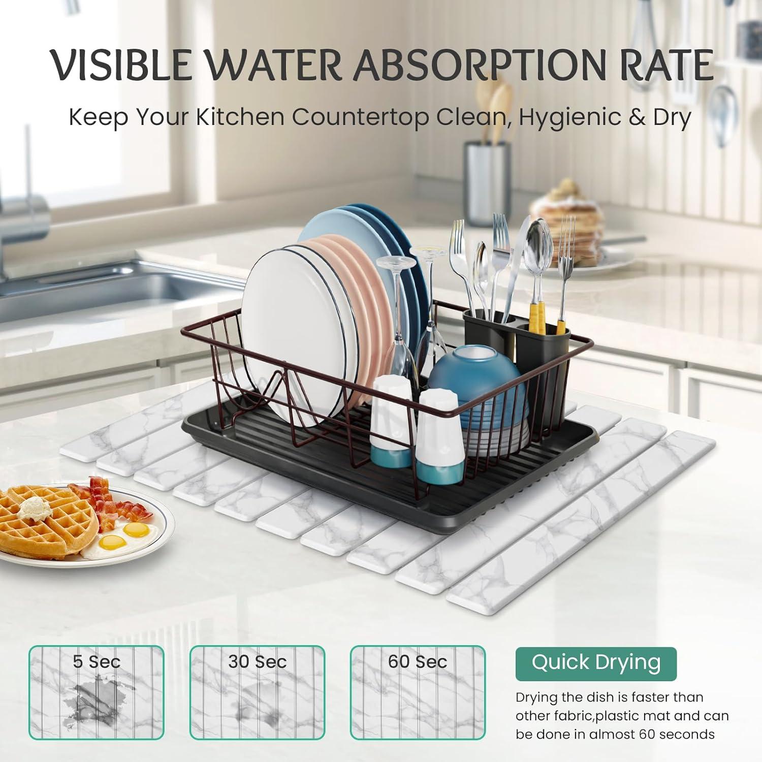 Alfombrilla de Secado de Platos SHUSHIYAJU 61x41 cm Mármol