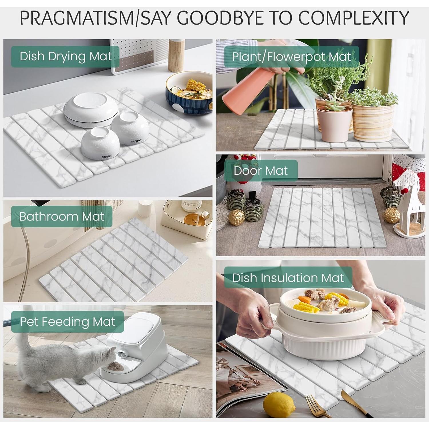 Alfombrilla de Secado de Platos SHUSHIYAJU 61x41 cm Mármol