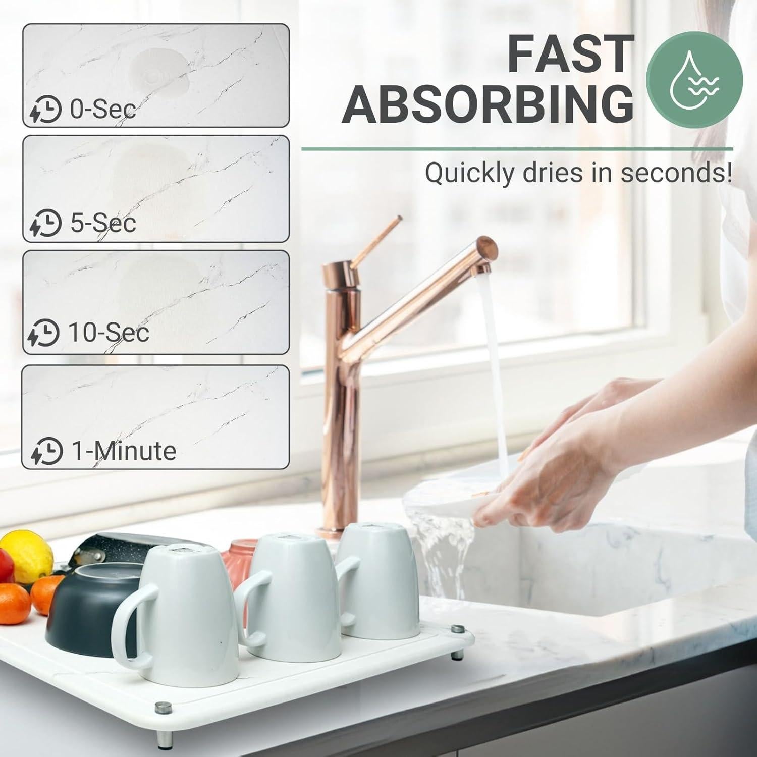 Alfombrilla de Secado de Piedra WASAY 55.88x40.64cm Antideslizante