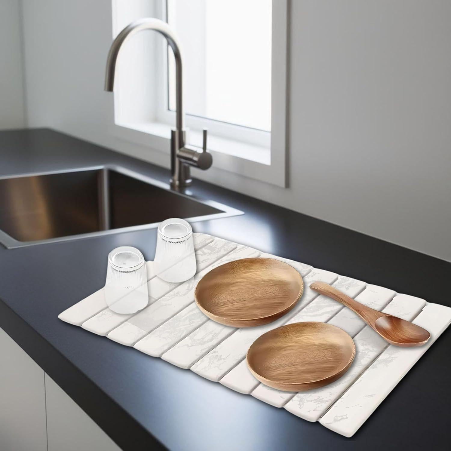 Alfombrilla de Secado de Piedra de Mármol BELMAKS 59x39cm Plegable