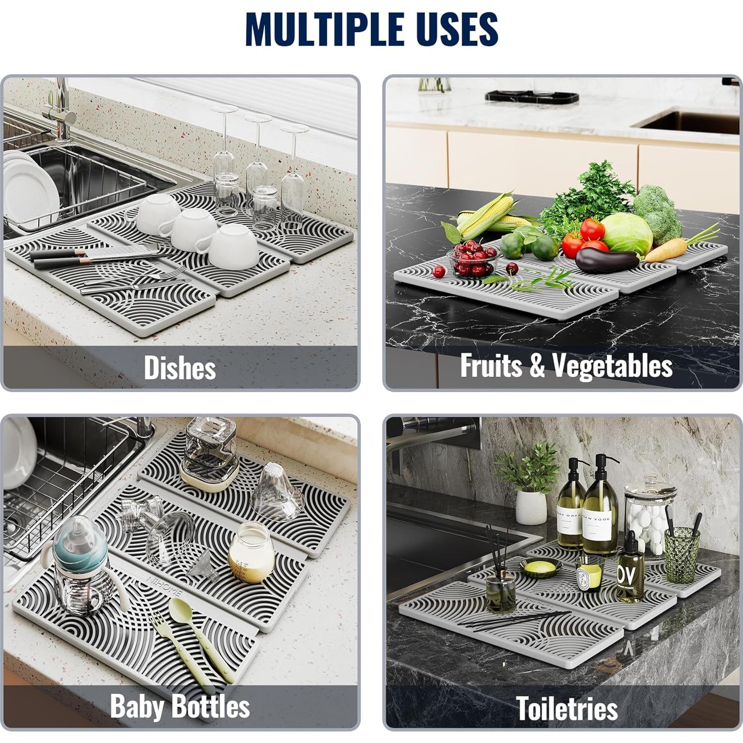 Alfombrilla de Secado de Platos Silicona NiHome 36x25.5cm Ecológica