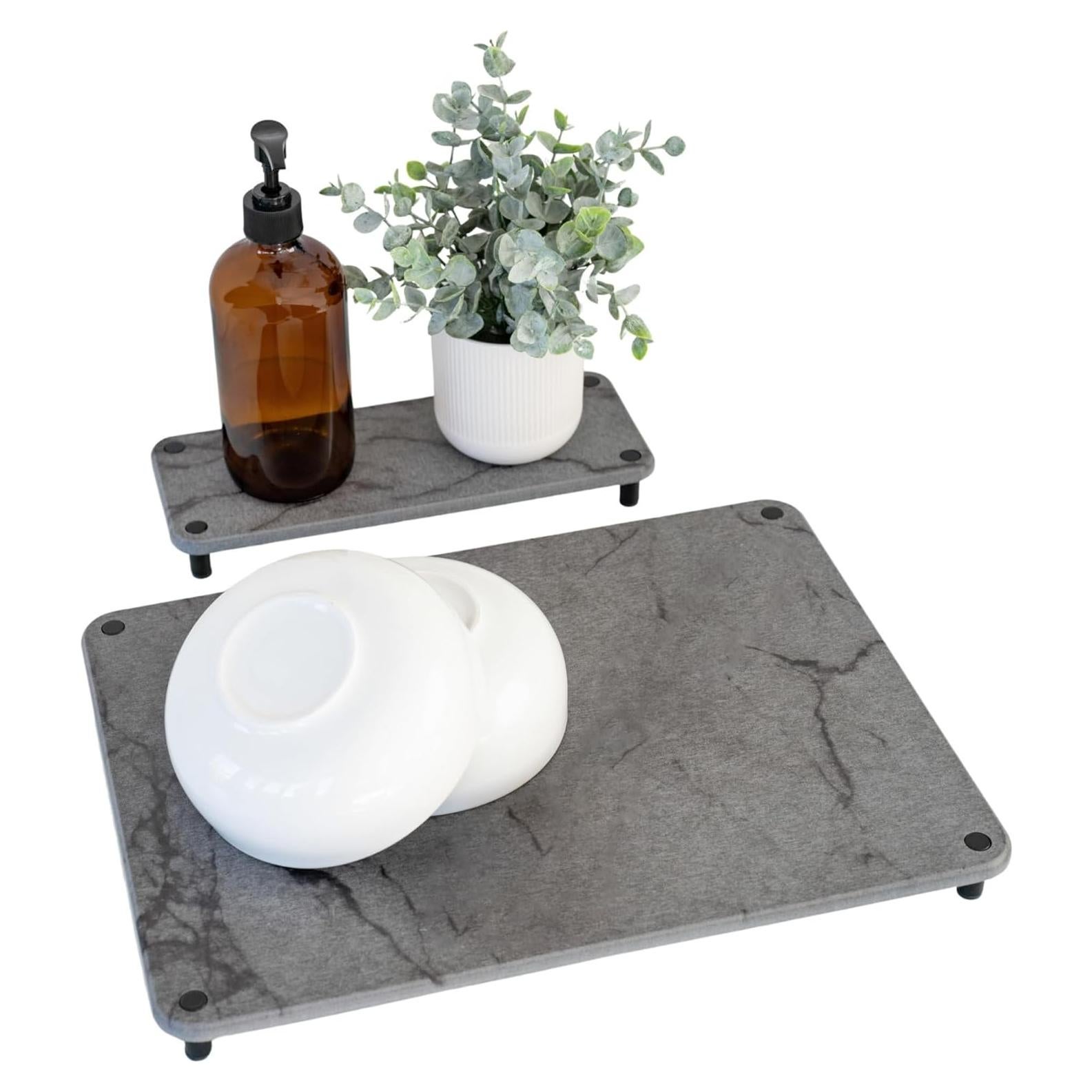 Alfombrilla de Secado de Piedra RYMA Home 40 x 30 cm con Bandeja