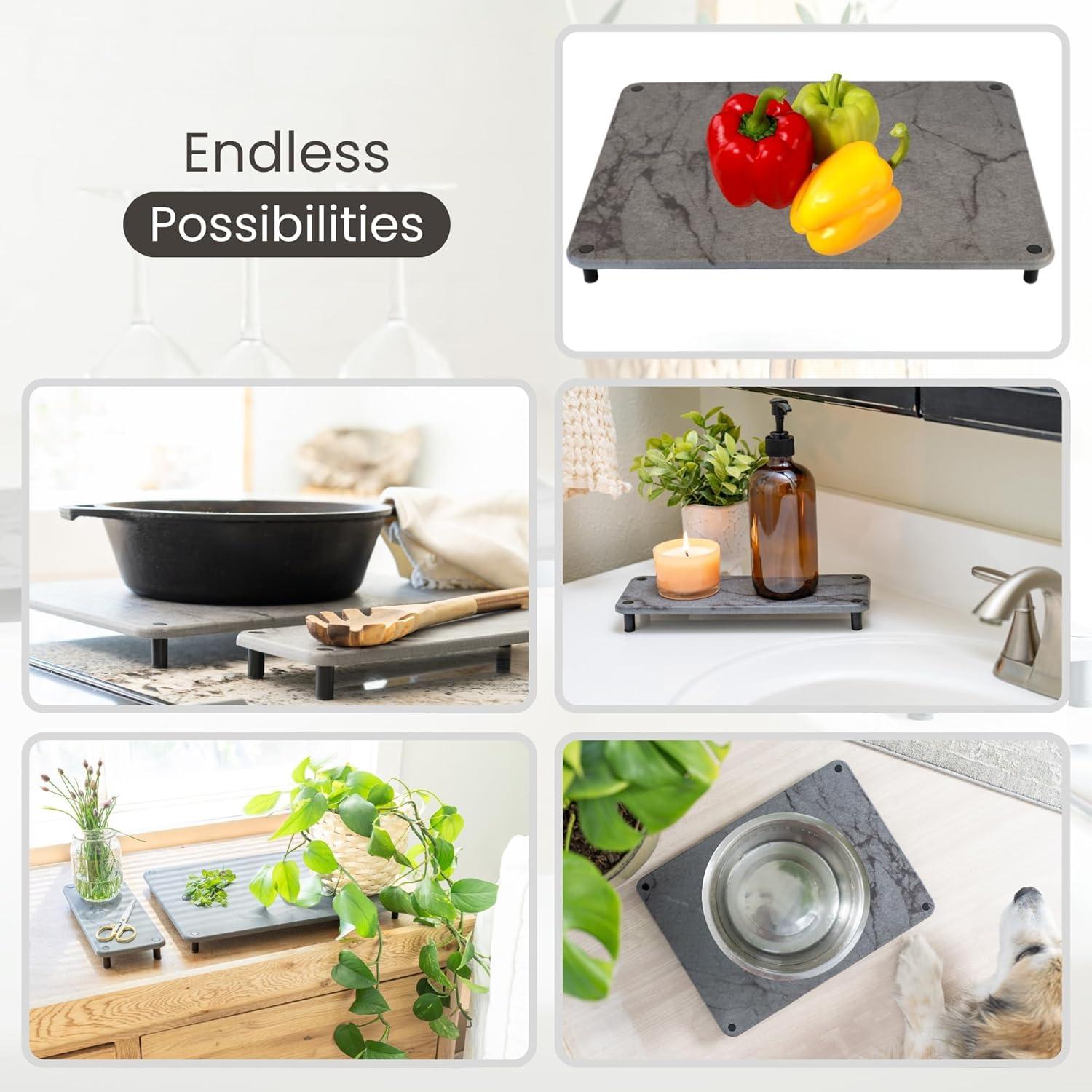 Alfombrilla de Secado de Piedra RYMA Home 40 x 30 cm con Bandeja