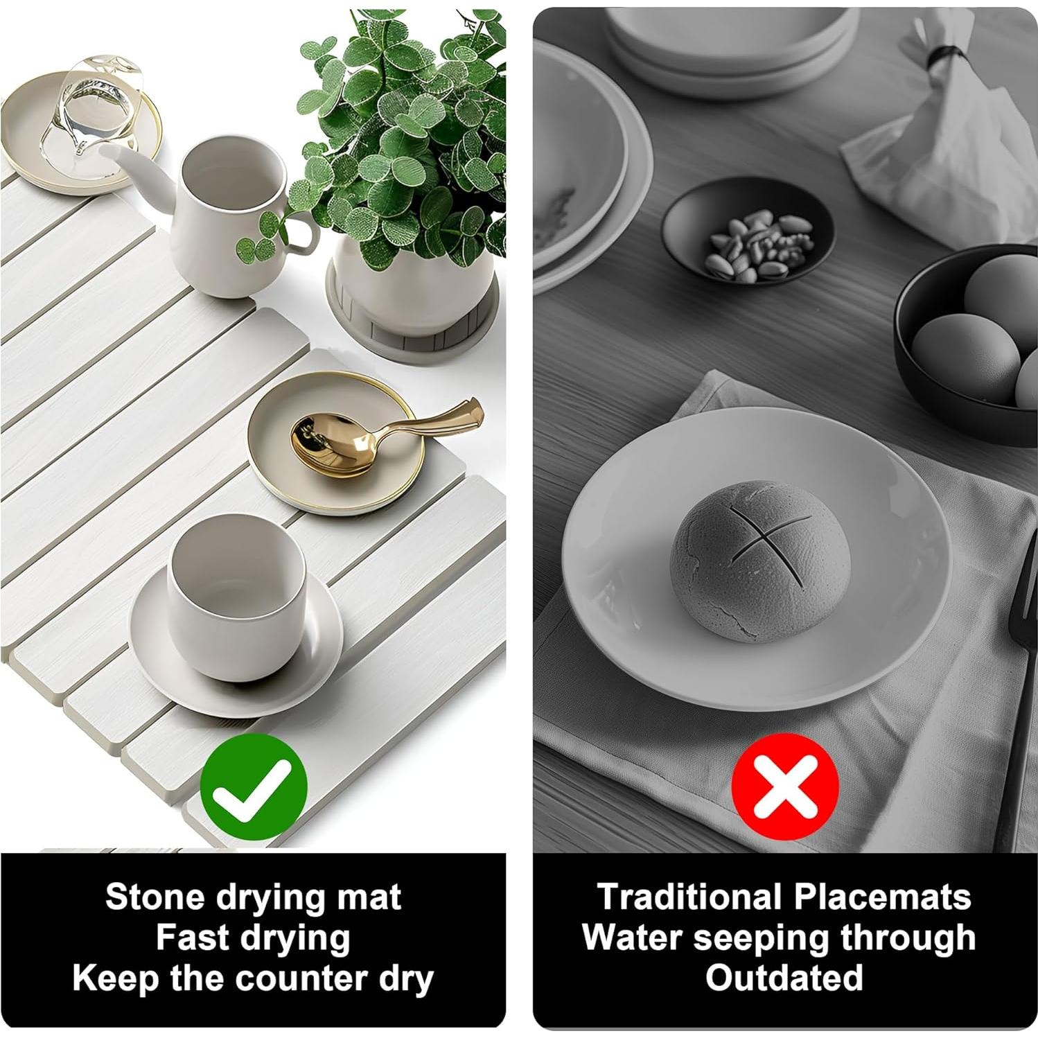 Alfombrilla de Secado de Piedra Diatomácea QJAFRUDH 60.96x40.64 cm