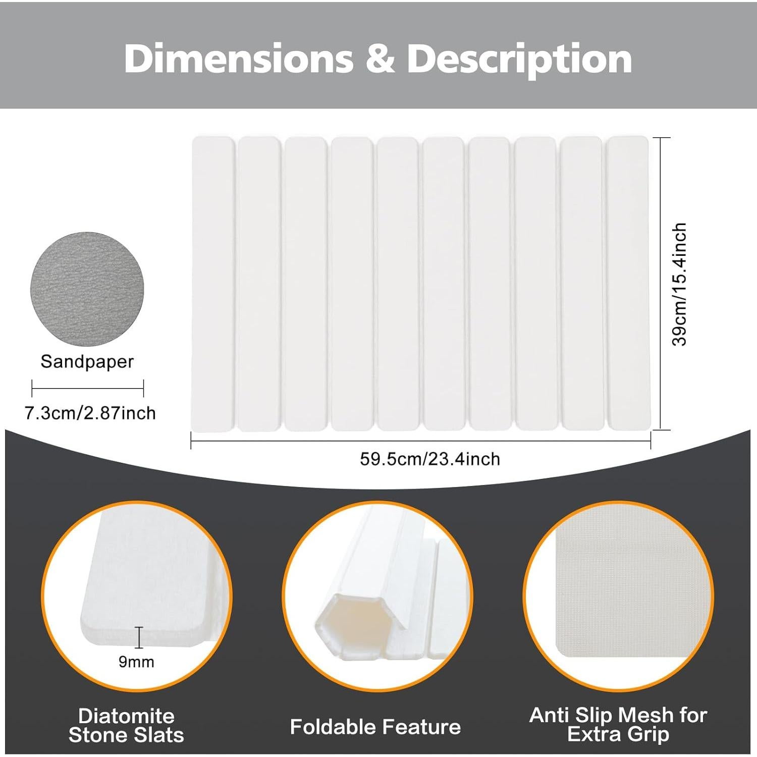 Alfombra de baño de piedra KEYCHAD 60x39 cm antideslizante