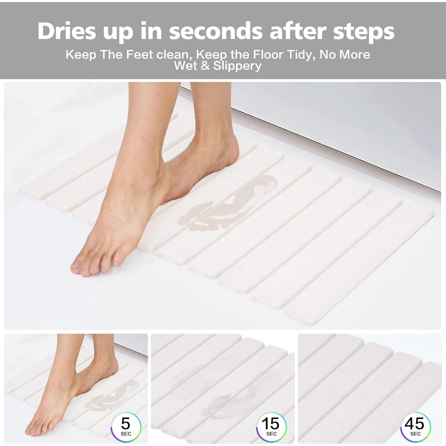 Alfombra de baño de piedra KEYCHAD 60x39 cm antideslizante