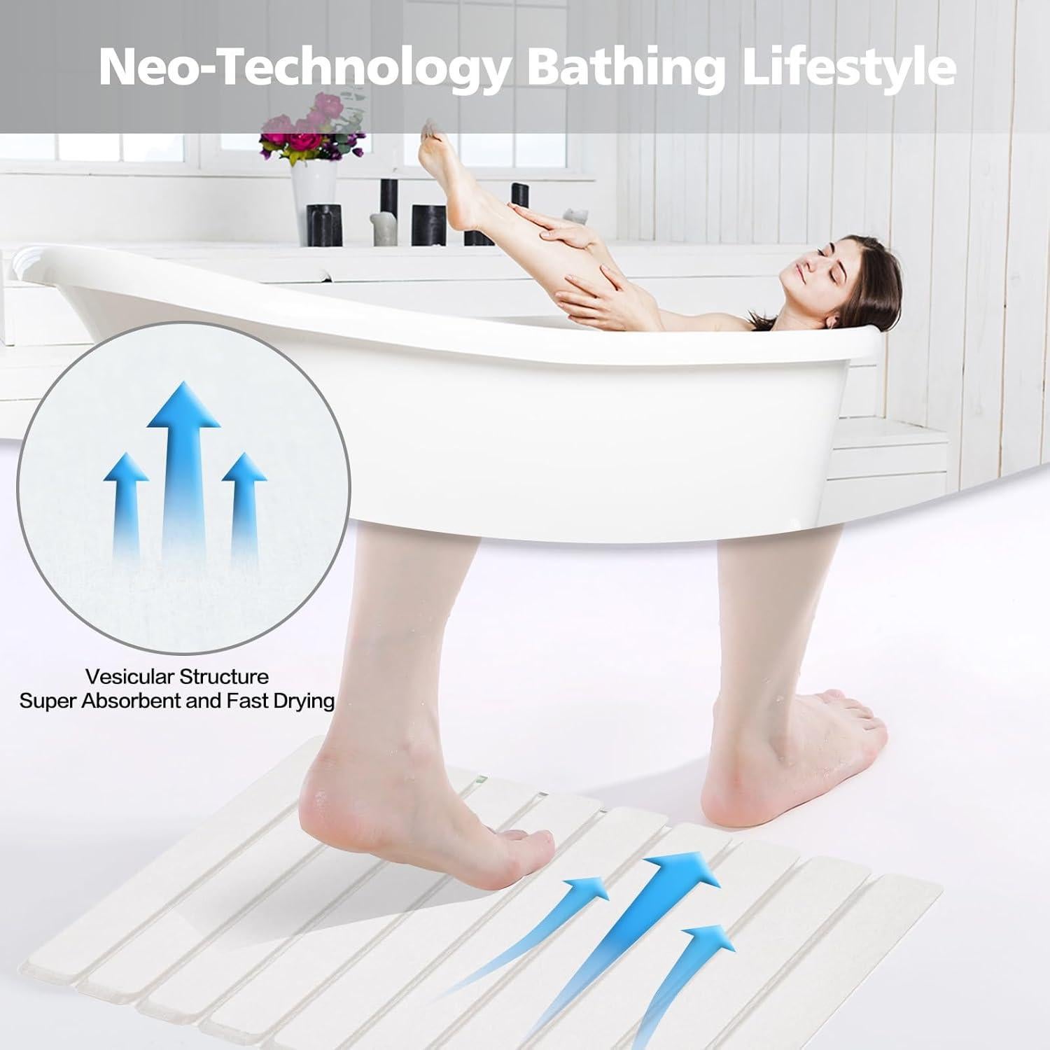 Alfombra de baño de piedra KEYCHAD 60x39 cm antideslizante