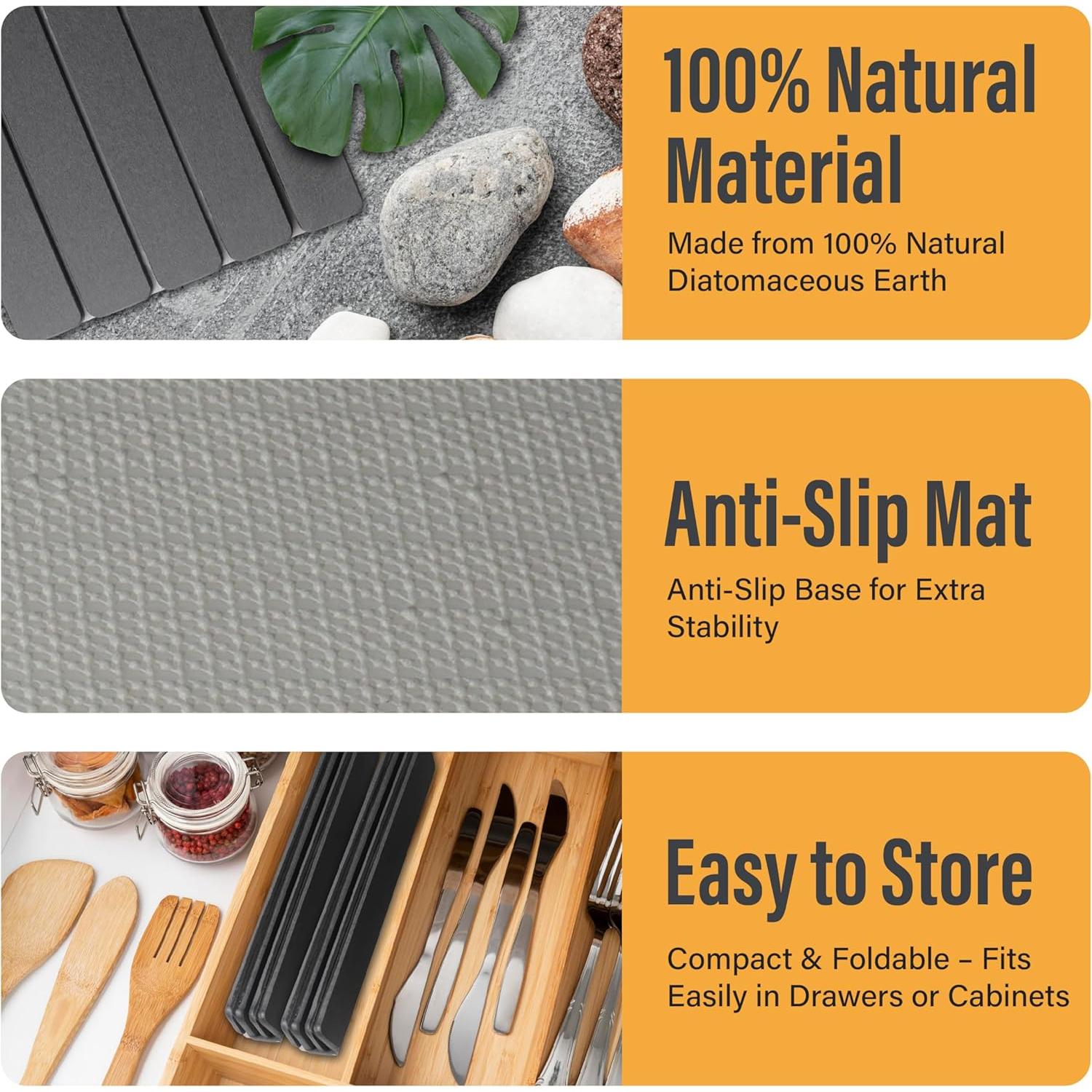 Alfombrilla de Secado Plegable VeriGoods 30x40cm Diatomita