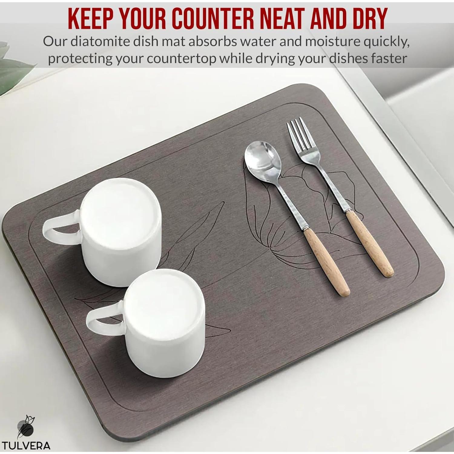 Alfombrilla de Secado de Piedra Diatomácea Tulvera 40x30cm