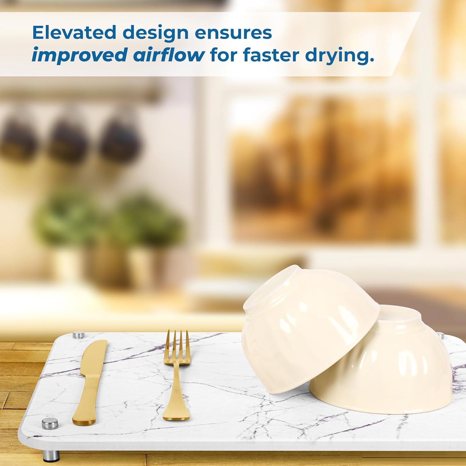 Alfombrilla de Secado de Piedra Diatomea Spaceneat 40x30 cm Mármol Blanco