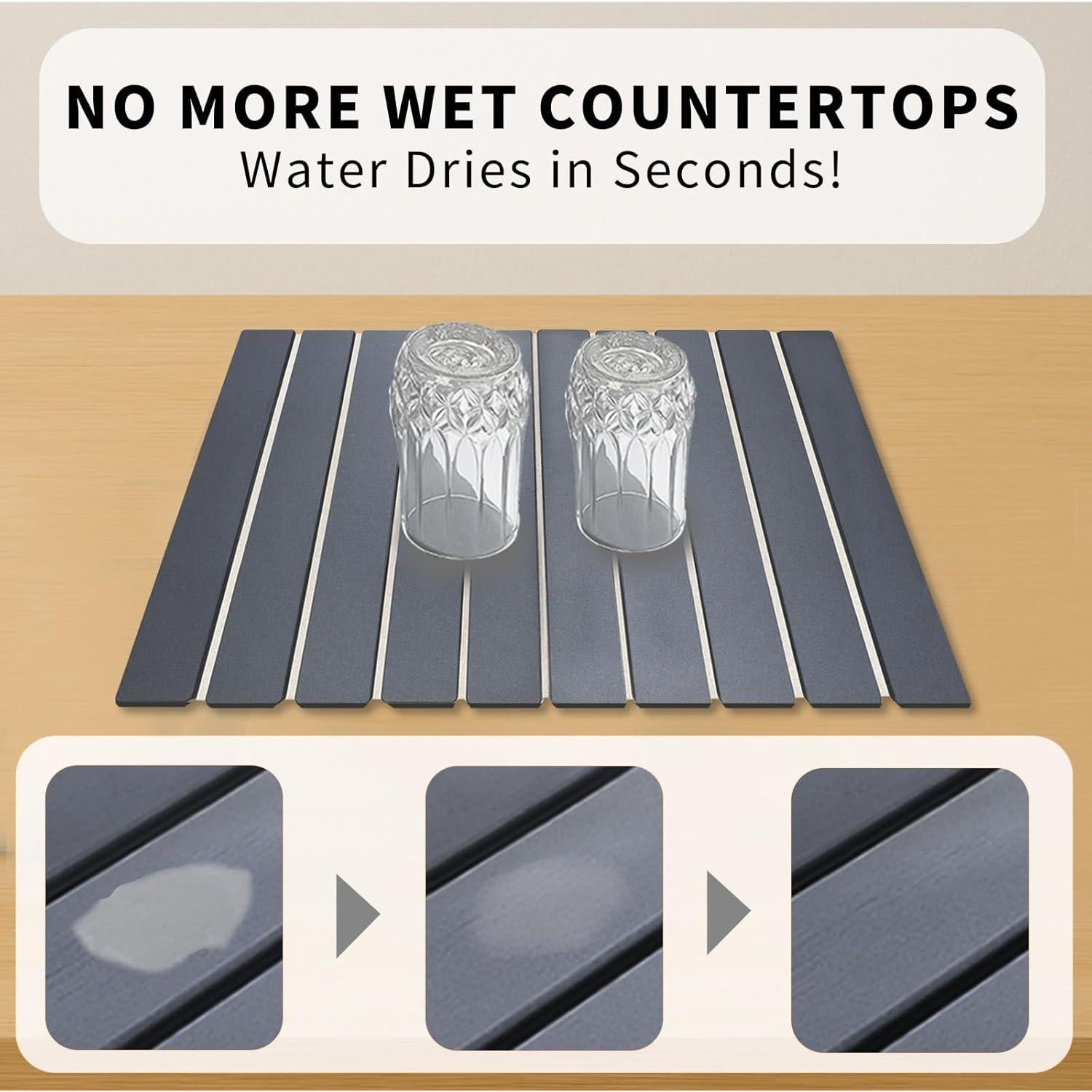 Alfombrilla de Secado de Platos MCSDFN 61x41cm Gris Diatomácea