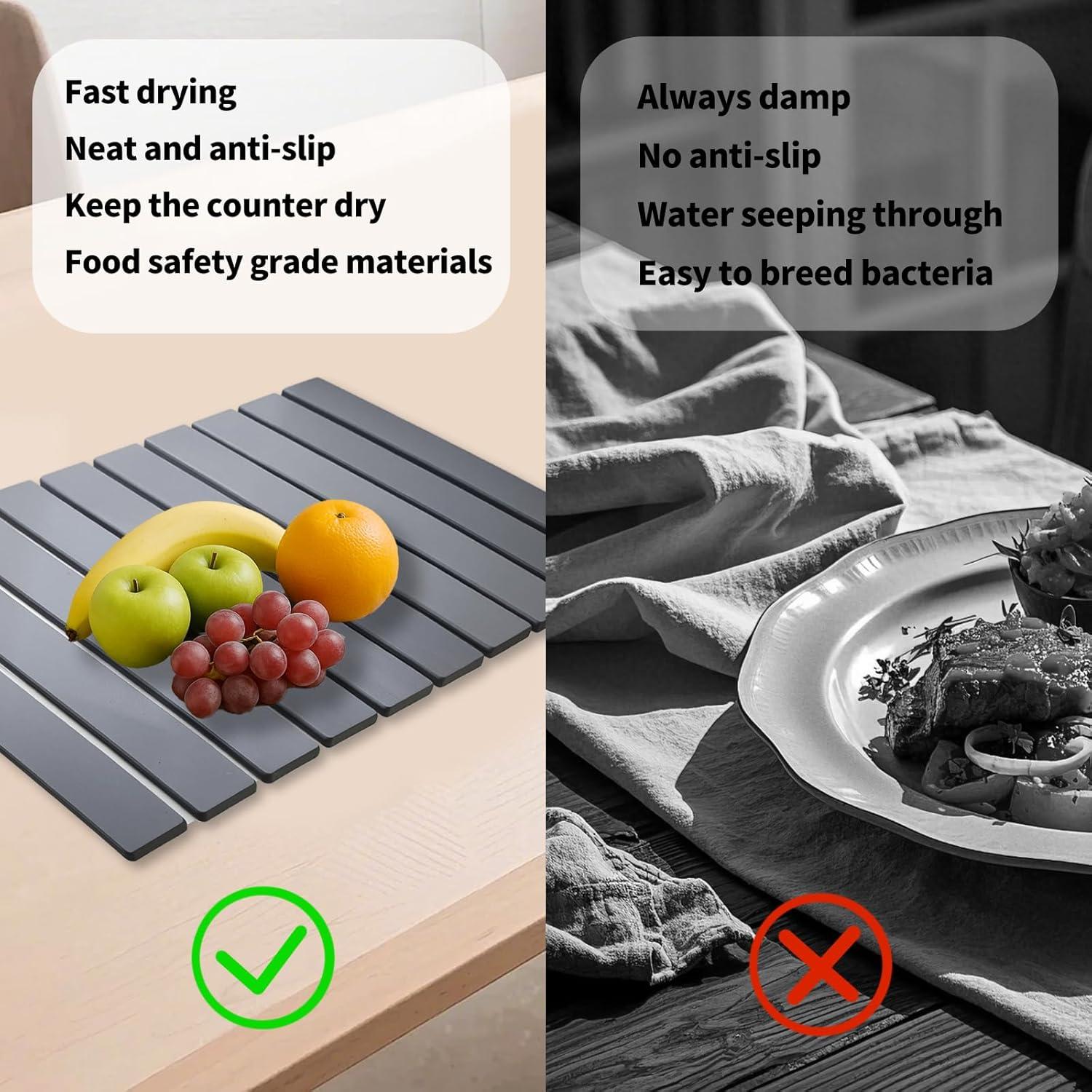 Alfombrilla de Secado de Platos MCSDFN 61x41cm Gris Diatomácea