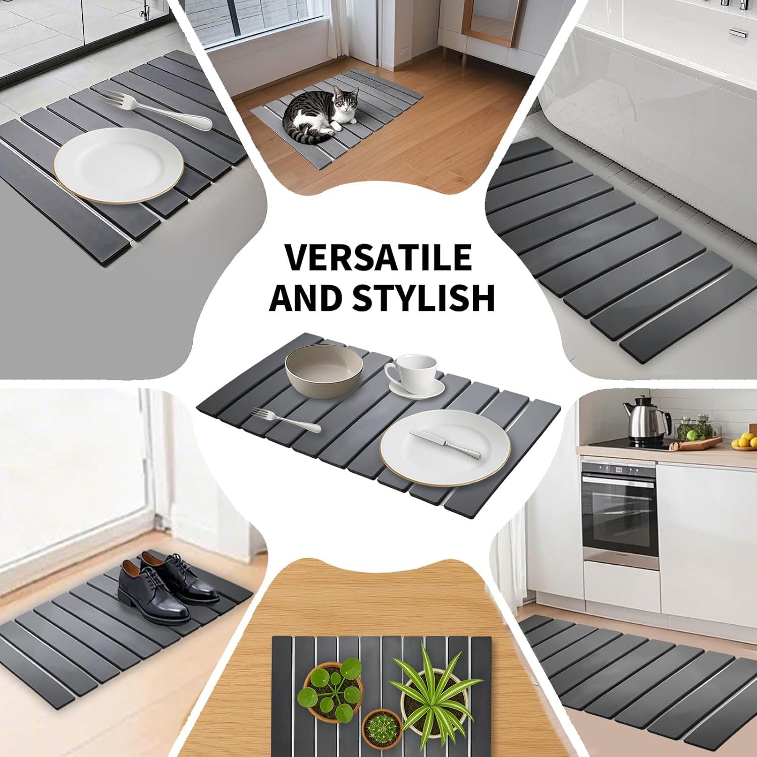 Alfombrilla de Secado de Platos MCSDFN 61x41cm Gris Diatomácea