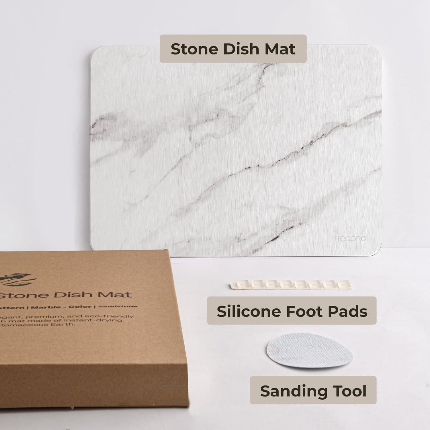 Alfombrilla de Secado de Piedra TOSORO 40 x 30 cm para Cocina