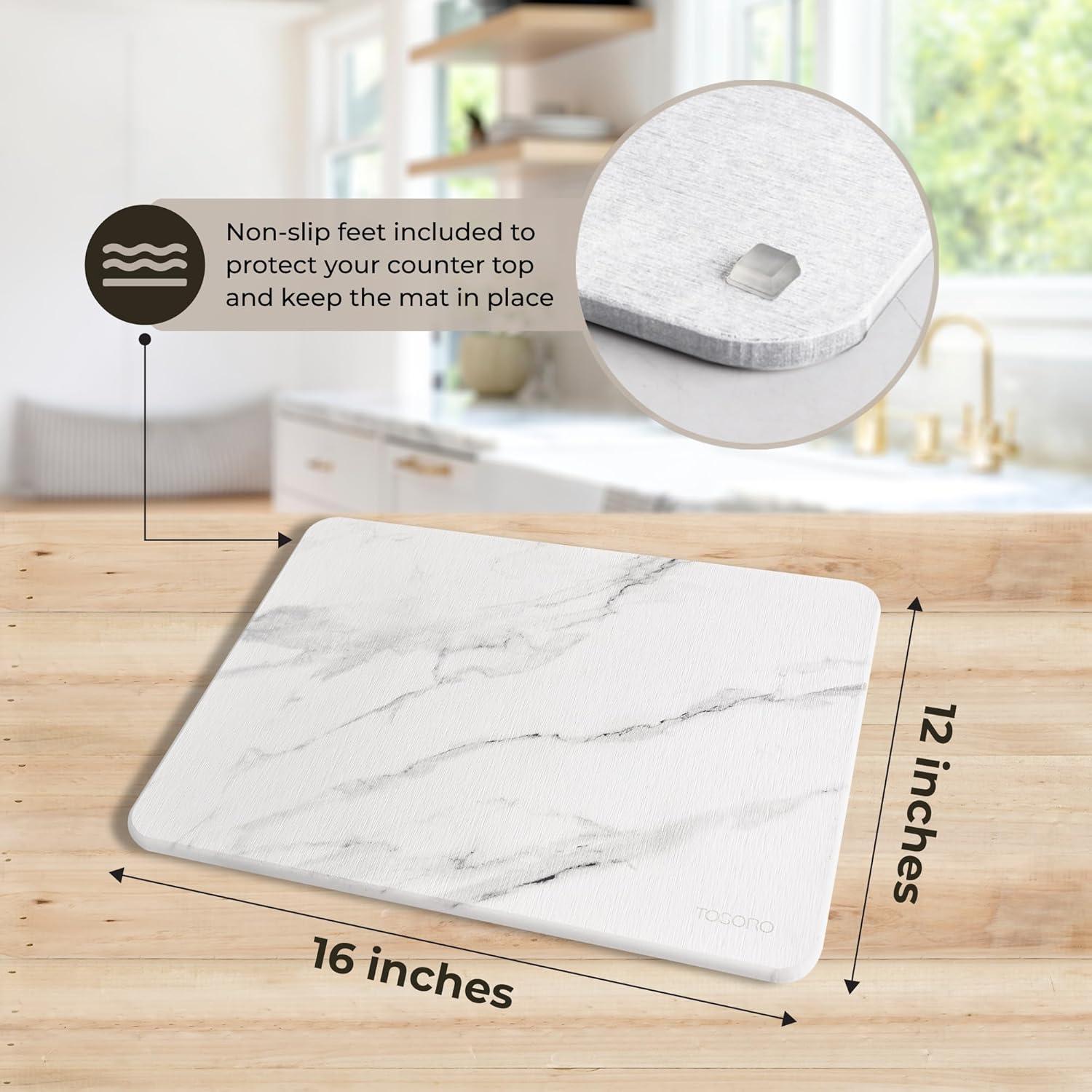Alfombrilla de Secado de Piedra TOSORO 40 x 30 cm para Cocina