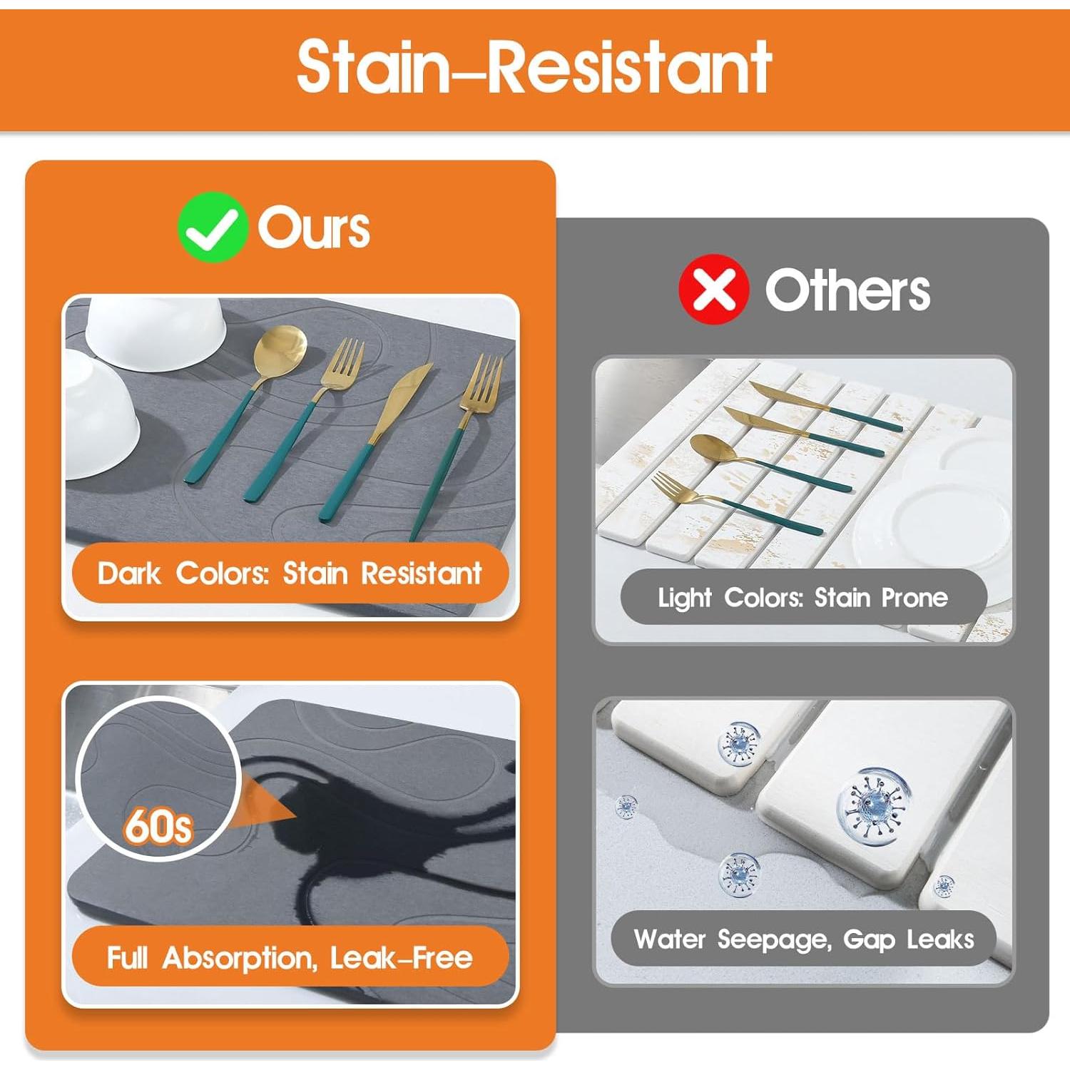 Alfombrilla de Secado de Piedra Diatomita GX 61x40.6cm Antideslizante