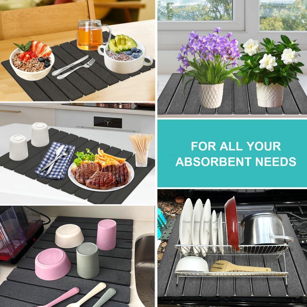 Alfombrilla de Secado PEOUWNES 61x41 cm Diatomácea Gris