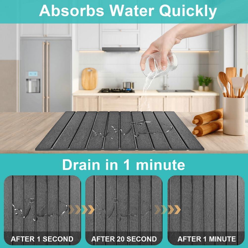 Alfombrilla de Secado PEOUWNES 61x41 cm Diatomácea Gris